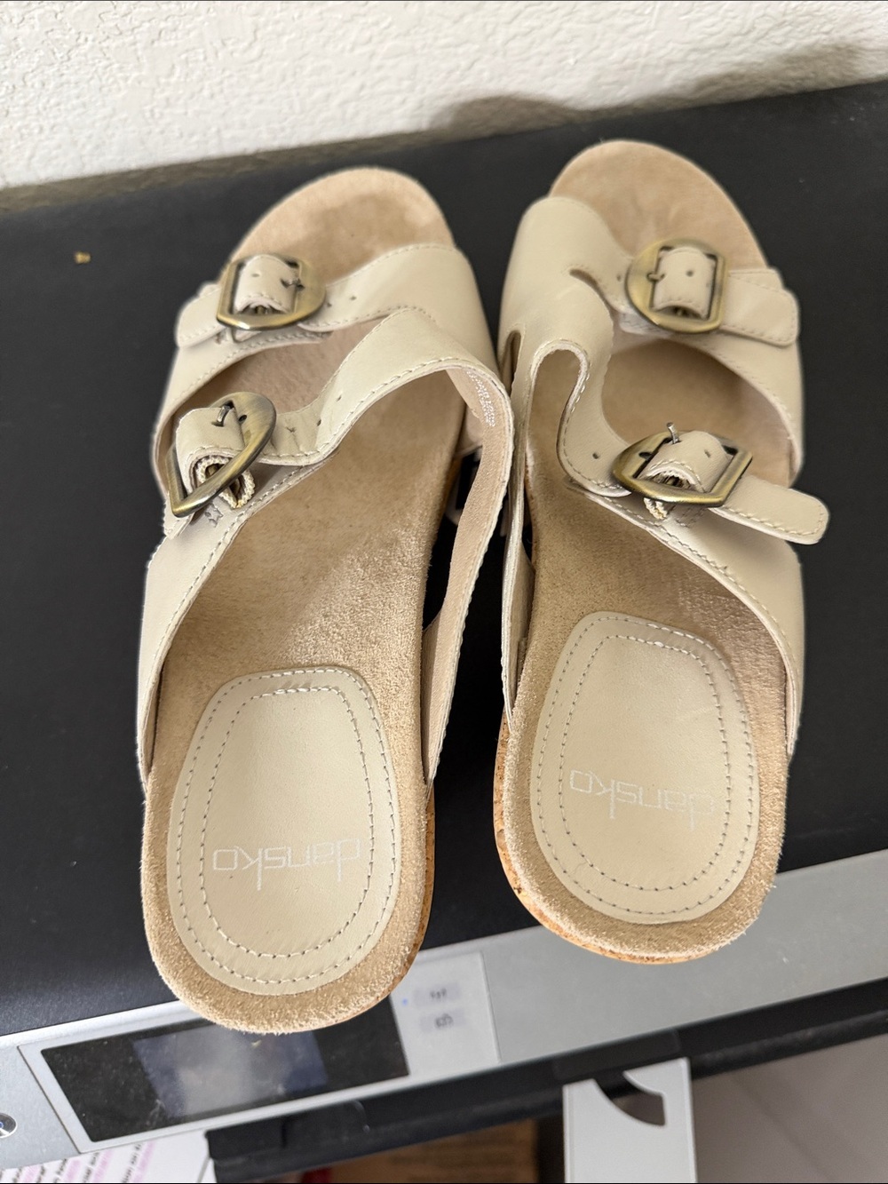 Dansko Carla in ivory color adjustable double- buckle straps size 39